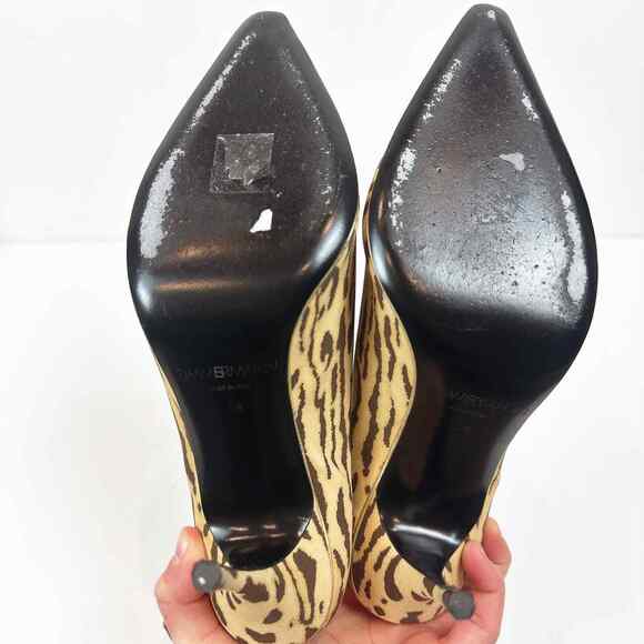 Zimmermann Womens Ankle Tie Heels Size 8 Stiletto Pointed Toe Cheetah Designer - Picture 8 of 10